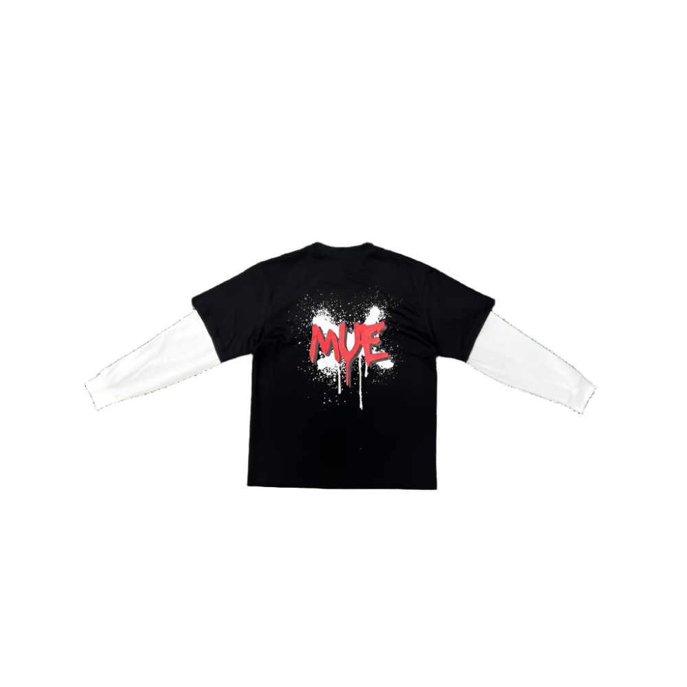 BLACK MUE DL TEE | WHITE SLEEVES