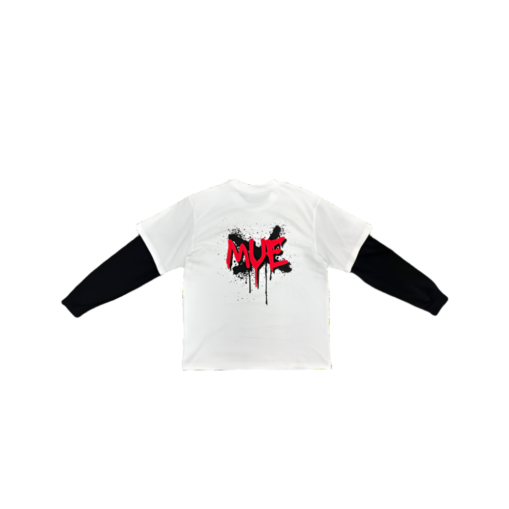 WHITE MUE DL TEE | BLACK SLEEVES