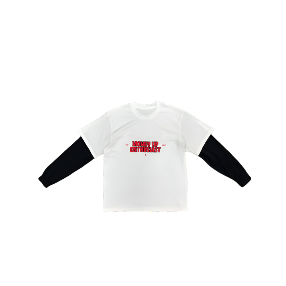 WHITE MUE DL TEE | BLACK SLEEVES