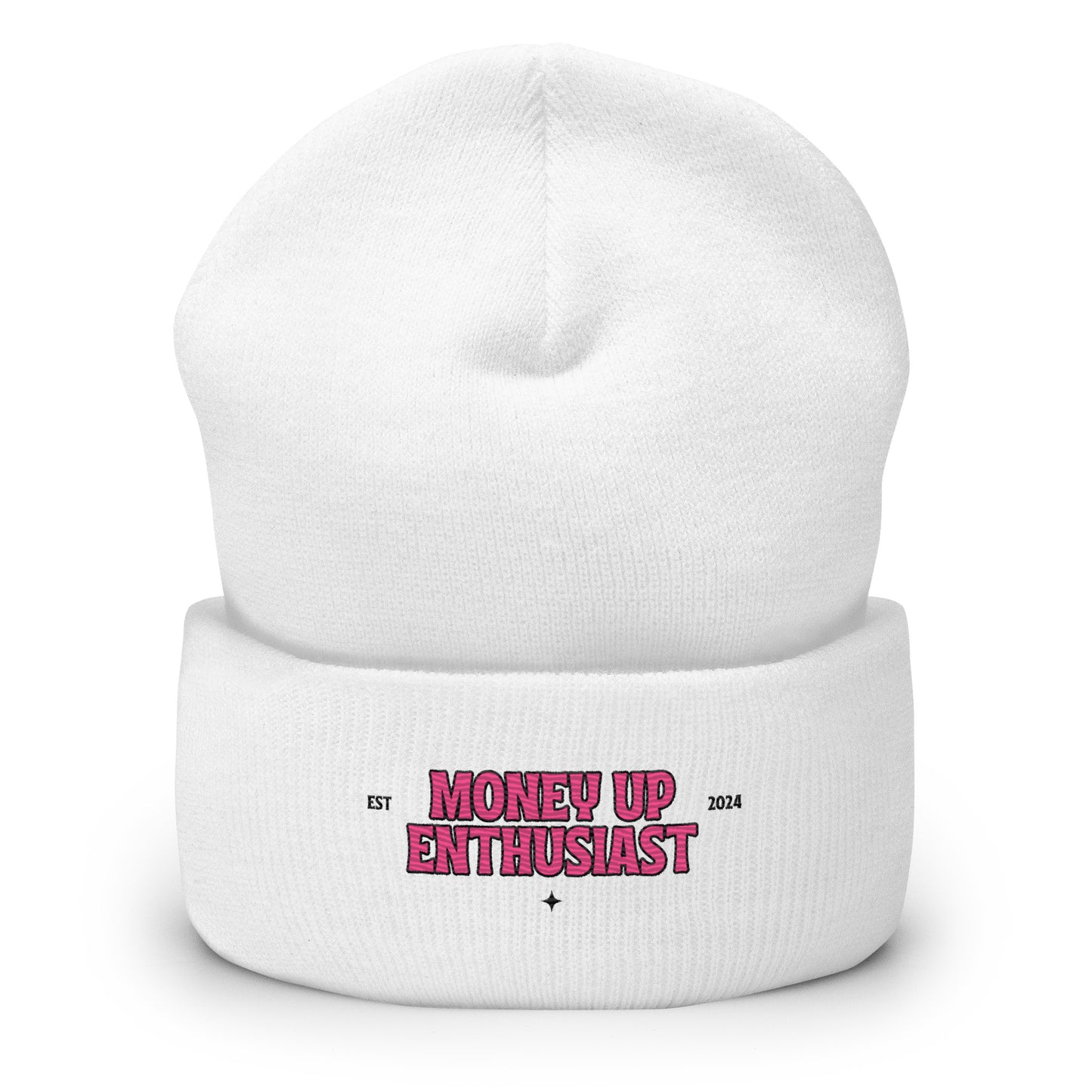 WHITE MUE WOMENS CUFFED BEANIE