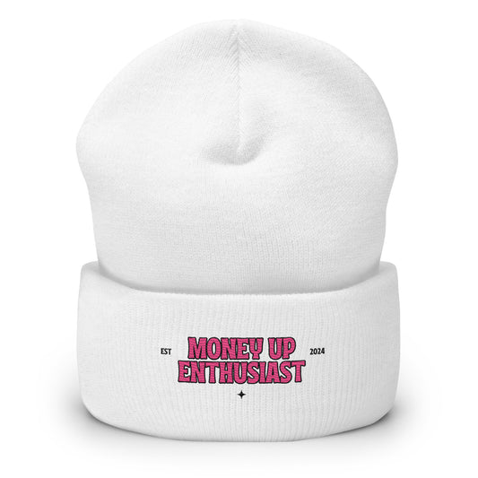 WHITE MUE WOMENS CUFFED BEANIE